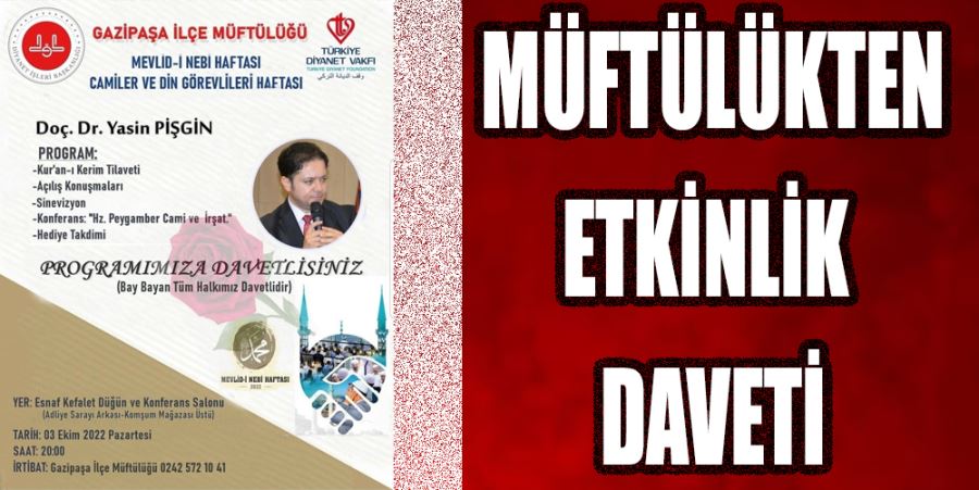 MÜFTÜLÜKTEN ETKİNLİK DAVETİ