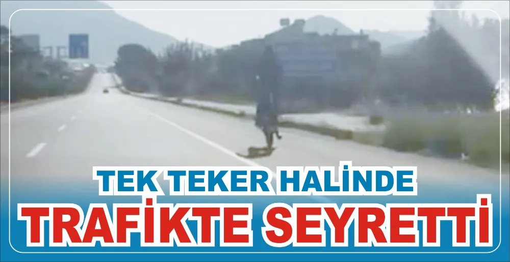 TEK TEKER HALİNDE TRAFİKTE SEYRETTİ