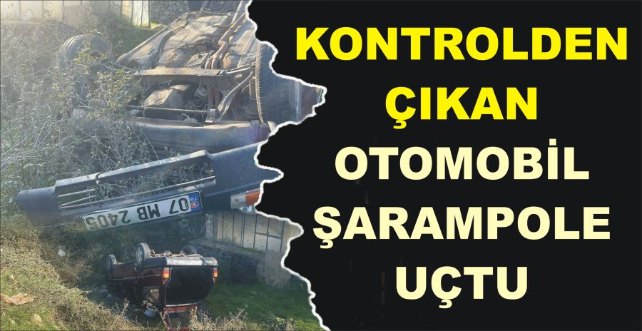 KONTROLDEN ÇIKAN OTOMOBİL ŞARAMPOLE UÇTU