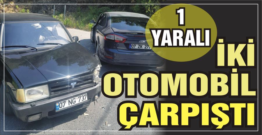 İKİ OTOMOBİL ÇARPIŞTI 1 YARALI 