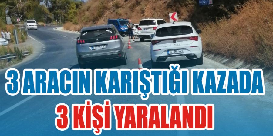 3 ARACIN KARIŞTIĞI KAZADA 3 KİŞİ YARALANDI