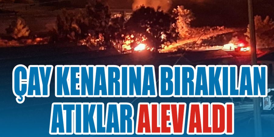 ÇAY KENARINA BIRAKILAN ATIKLAR ALEV ALDI