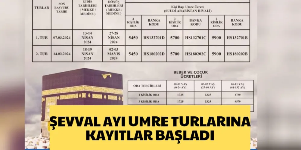 ŞEVVAL AYI UMRE TURLARINA KAYITLAR BAŞLADI