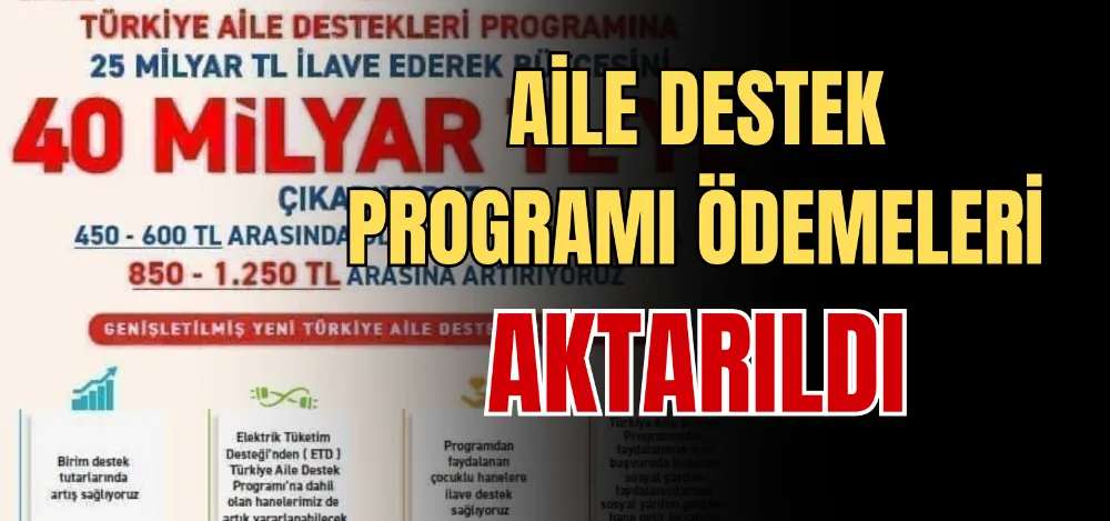 AİLE DESTEK PROGRAMI ÖDEMELERİ AKTARILDI 