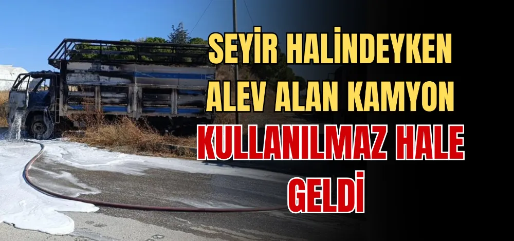 SEYİR HALİNDEYKEN ALEV ALAN KAMYON KULLANILMAZ HALE GELDİ 