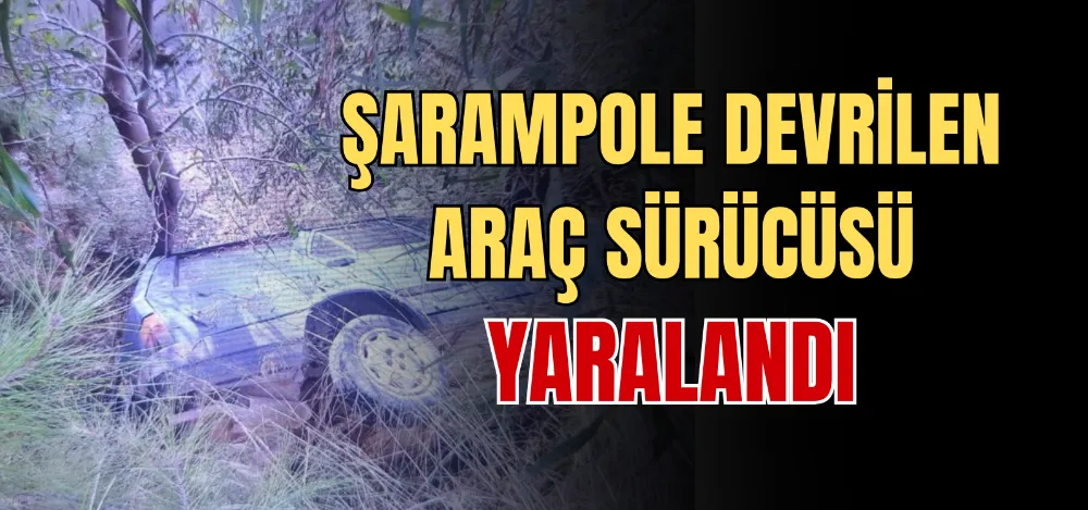 ŞARAMPOLE DEVRİLEN ARAÇ SÜRÜCÜSÜ YARALANDI 