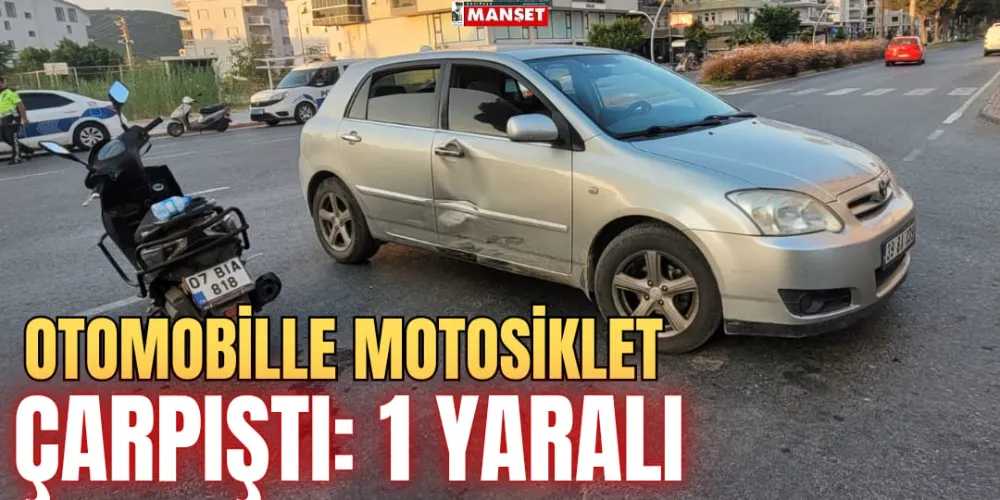 OTOMOBİLLE MOTOSİKLET ÇARPIŞTI: 1 YARALI