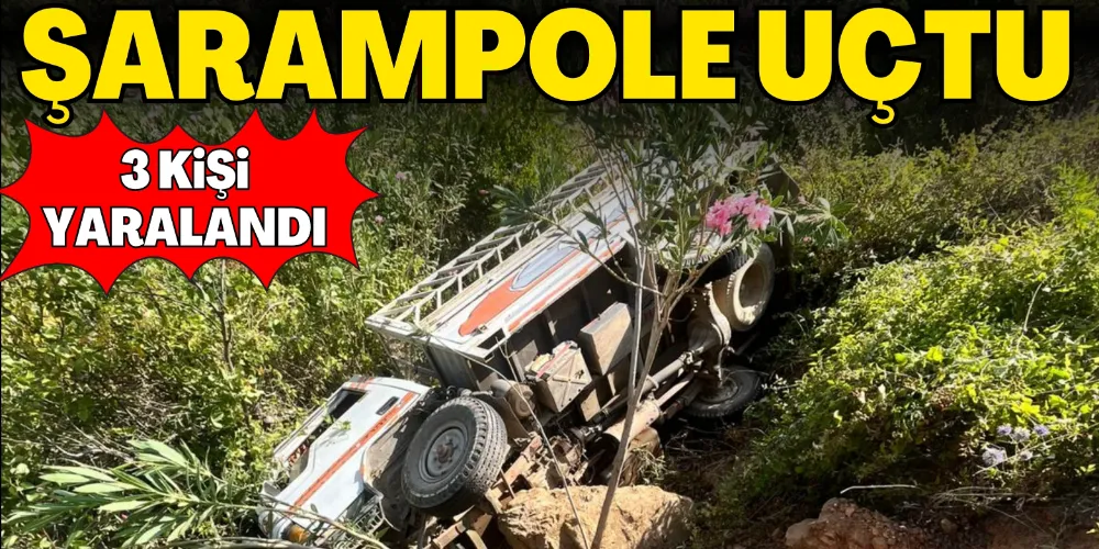 KAMYONET ŞARAMPOLE UÇTU: 3 KİŞİ YARALANDI