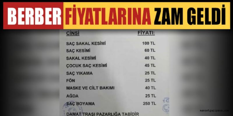 BERBER FİYATLARINA ZAM GELDİ