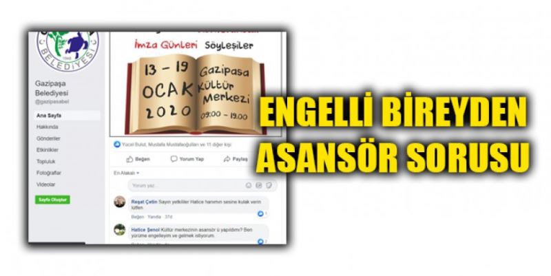 ENGELLİ VATANDAŞTAN ASANSÖR SORUSU