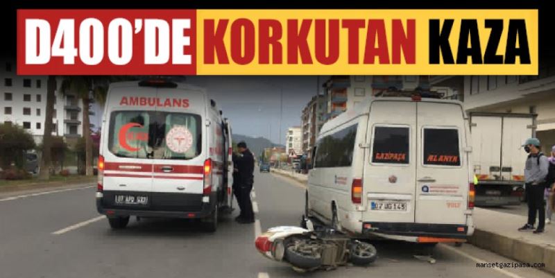 GAZİPAŞA’DA DOLMUŞA ARKADAN ÇARPAN ELEKTRİKLİ MOTOSİKLET SÜRÜCÜSÜ YARALANDI