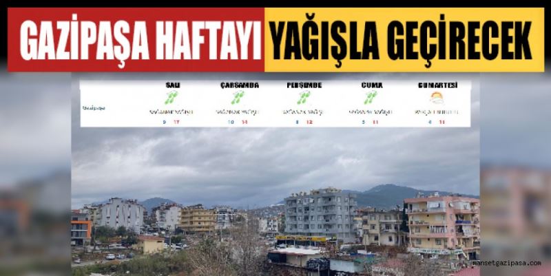 GAZİPAŞA HAFTAYI YAĞIŞLA GEÇİRECEK