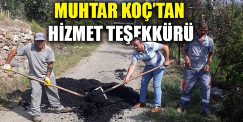 MUHTAR KOÇ’TAN HİZMET TEŞEKKÜRÜ