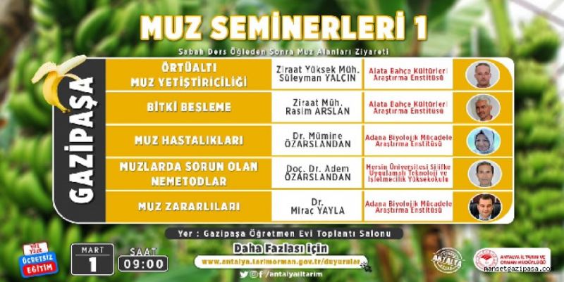 MUZ ÜRETİCİLERİNE SEMİNER VERİLECEK