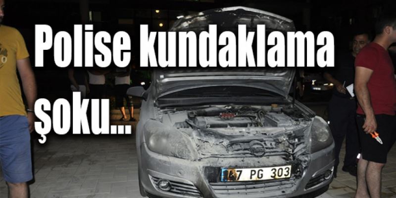 POLİS MEMURUNUN ARACI KUNDAKLANDI