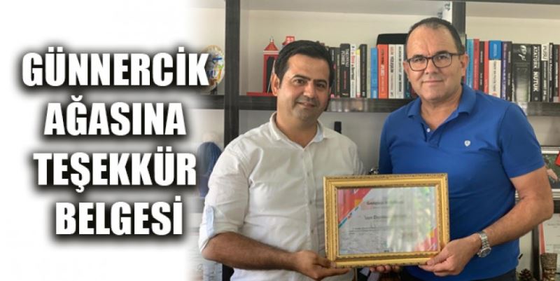 ŞENLİK AĞASINA TEŞEKKÜR BELGESİ