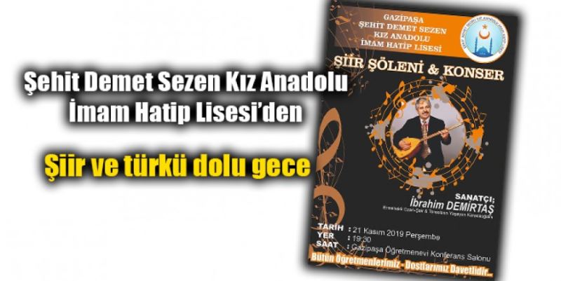 ŞİİR VE TÜRKÜ DOLU GECE